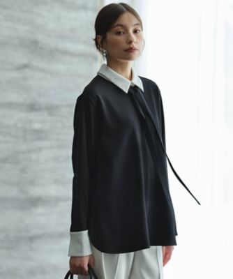 ICB 今季　マラボーテ　Ｗジョーゼット ボウタイ付き　シャツ　カラー　ブラウス WEB限定カラーあり】マラボーテWジョーゼット ボウタイ付きシャツ