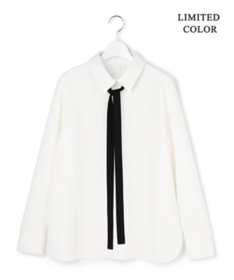 WEB限定カラーあり】マラボーテWジョーゼット ボウタイ付きシャツ