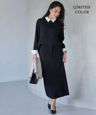 WEB限定カラーあり】マラボーテWジョーゼット ボウタイ付きシャツ