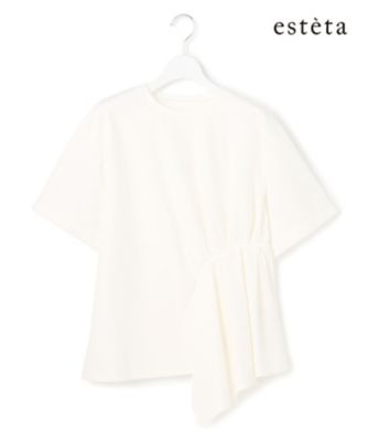 ＜esteta (Women)＞【エステータ】コットンコンプレッシャージャージー　タックデザイン　カットソー（ＫＫＨ６ＬＭ０９４７）