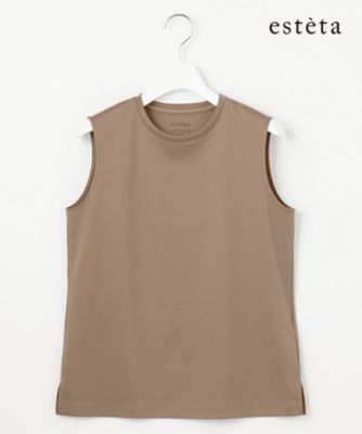 esteta (Women)/エステータ 【エステータ】スーピマコットン プレミアムジャージー ノースリーブTシャツ(KKH7CM0931)