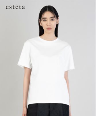 ＜esteta (Women)＞【エステータ】スーピマコットン　プレミアムジャージー　半袖Ｔシャツ（ＫＫＨ７ＣＭ０９３２）