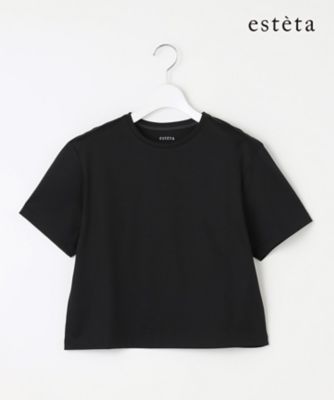 【エステータ】スーピマコットン　プレミアムジャージー　半袖クロップド丈Ｔシャツ（ＫＫＨ７ＣＭ０９３３）