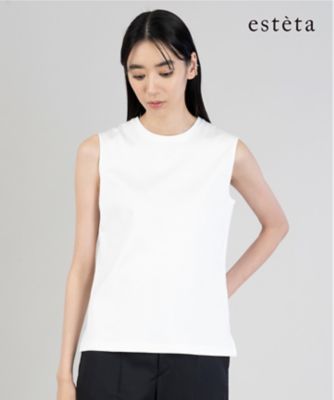 esteta (Women)/エステータ 【エステータ】スーピマコットン プレミアムジャージー ノースリーブTシャツ(KKH8CM0931)