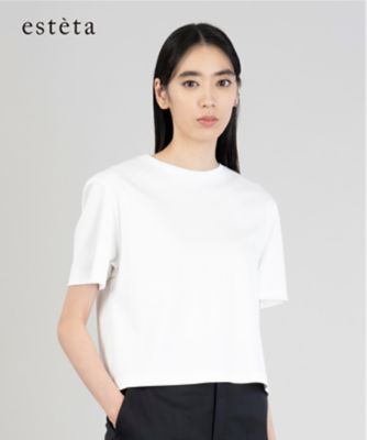 esteta (Women)/エステータ 【エステータ】スーピマコットン　プレミアムジャージー　半袖クロップド丈Ｔシャツ（ＫＫＨ８ＣＭ０９３３）