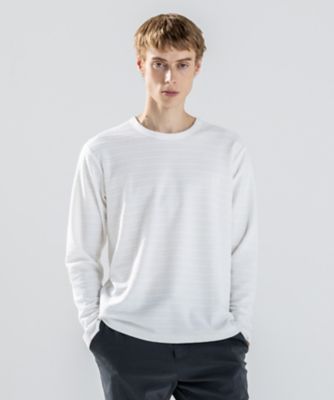 新色追加【洗える】メランジリップル クルーネックカットソー