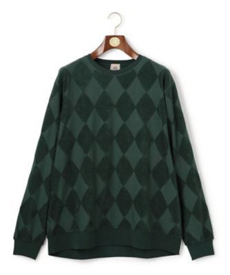 J.PRESS (Men)/ジェイ・プレス【KING SIZE】アーガイルワントーンリンクス ロングスリーブ Tシャツ(KKOXGW0212) 060_ミドリ トップス【三越伊勢丹/公式】