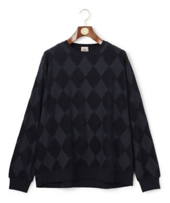 J.PRESS (Men)/ジェイ・プレス【KING SIZE】アーガイルワントーンリンクス ロングスリーブ Tシャツ(KKOXGW0212) 075_ネービーブルー トップス【三越伊勢丹/公式】