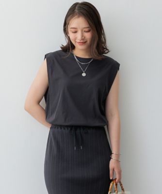 23区 L (Women/大きいサイズ)/ニジュウサンク エル 【SLOW/一部店舗限定】シアーツイストシングルジャージー ノースリーブ カットソー(KKS1CM0964)