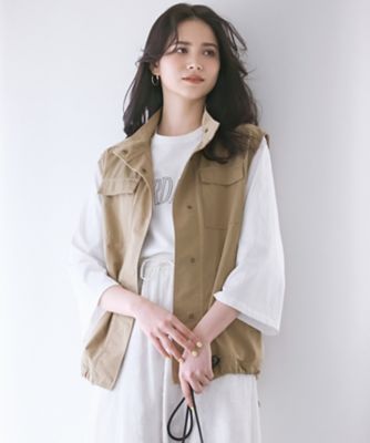 23区 L (Women/大きいサイズ)/ニジュウサンク エル 【SLOW/一部店舗限定】MVSコットン フレア袖 ロゴTシャツ(KKS1GM0932)