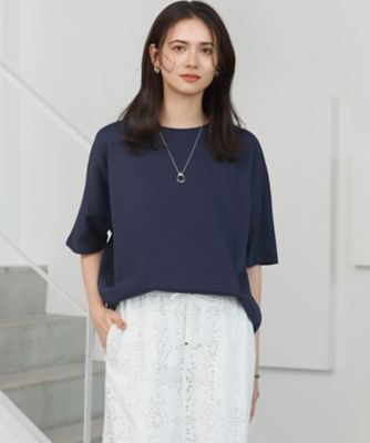 【ネイビー】ダンボールドルマントップス SLOW／一部店舗限定】ライトダンボール ドルマンスリーブ