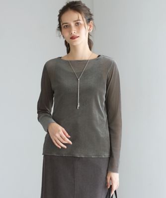 ＜23区 S (Women/小さいサイズ)＞【ＳＬＯＷ／一部店舗限定】ブラッシュドチュール　メッシュベロア　カットソー（ＫＫＳ２ＧＡ０９３２）