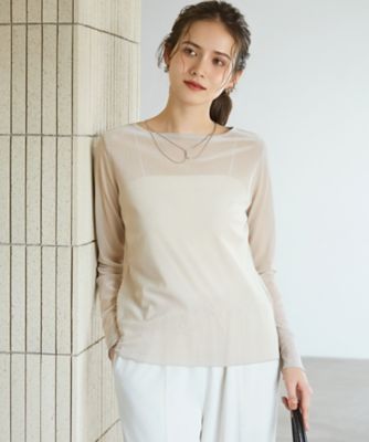 23区 S (Women/小さいサイズ)/ニジュウサンク エス【SLOW/一部店舗限定】ブラッシュドチュール メッシュベロア カットソー(KKS2GA0932) 033_ベージュ トップス【三越伊勢丹/公式】