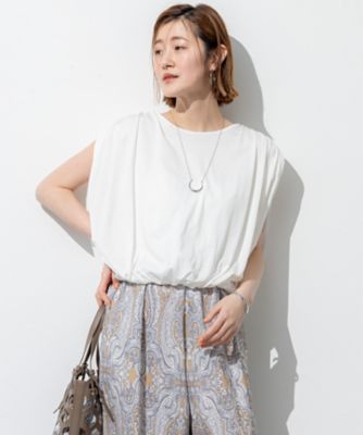 ＜23区 S (Women/小さいサイズ)＞【ＳＬＯＷ／一部店舗限定】ファインゲージ　ギャザー　Ｔシャツ（ＫＫＳ２ＧＭ０９６４）