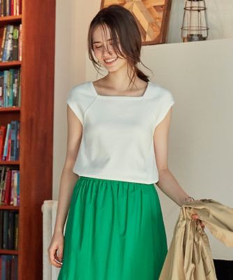 ＜23区 (Women)＞【ＳＬＯＷ／一部店舗限定】ミドルフライスジャージー　キャップスリーブカットソー（ＫＫＳＷＣＭ０９３６）