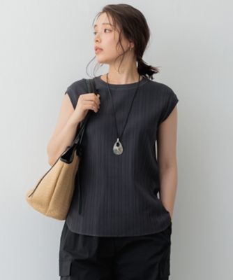 23区 (Women)/ニジュウサンク 【SLOW/一部店舗限定】ランダムリブフライス フレンチスリーブ カットソー(KKSWCM0963)