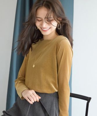 23区 (Women)/ニジュウサンク【SLOW/一部店舗限定】ブラッシュドチュール メッシュベロア カットソー(KKSWGA0932) 034_オウドイロ トップス【三越伊勢丹/公式】