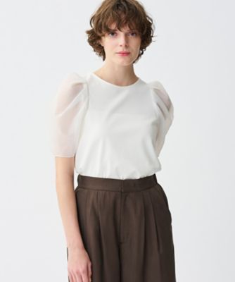 ＜uncrave (Women)＞【ＵＶカット・接触冷感・洗濯機洗い可】ダブルフェイスジャージー　オーガンジーコンビトップス（ＫＫＵＶＧＭ０３０３）