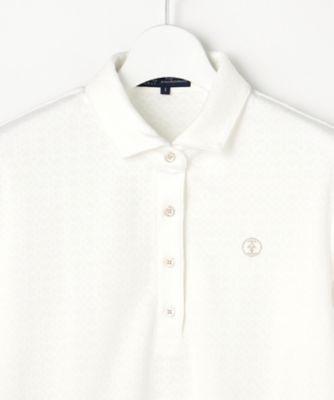 WOMEN】モノグラムジャカード長袖ポロシャツ 吸水速乾 UV