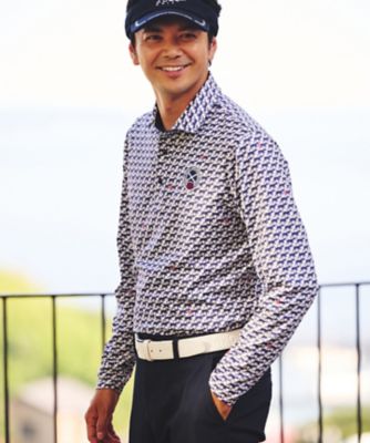 23区GOLF/ニジュウサンクゴルフ 【ＭＥＮ】【吸水速乾／ＵＶカット】ハウンドトゥース柄シャツ（ＫＫＶＴＣＡ０３１１）