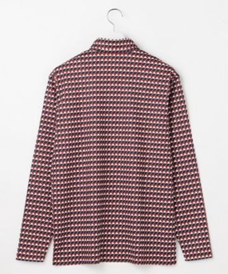 MEN】フラッグ総柄長袖ポロシャツ 通気性 吸湿性 蒸れにくい