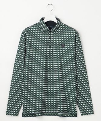 美品】1piu1uguale3GOLF/ロゴ総柄長袖ポロシャツ/ブラック1 MEN