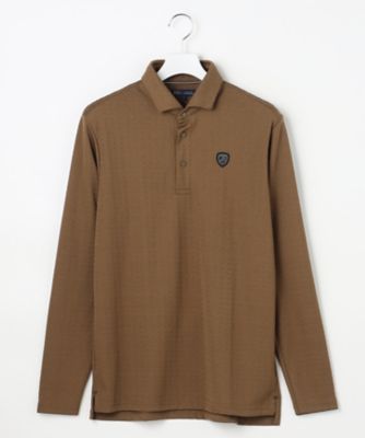 MEN】モノグラムジャカード長袖ポロシャツ 吸水速乾 UV