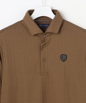 MEN】モノグラムジャカード長袖ポロシャツ 吸水速乾 UV