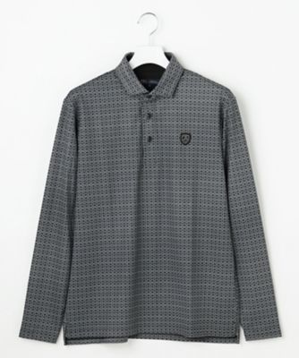 MEN】モノグラム総柄長袖ポロシャツ 吸水速乾 UVカット
