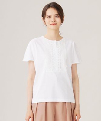 ＜自由区 S (Women/小さいサイズ)＞【洗える】コード刺繍胸元レース　カットソー（ＫＫＷ７ＣＡ０１４０）