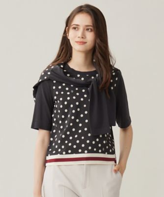 ＜自由区 S (Women/小さいサイズ)＞【アンサンブル対応・洗える】ポルカドットプリント　カーディガン（ＫＫＷ７ＣＡ０３５５）