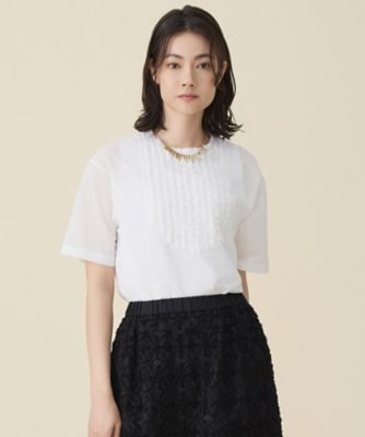 ＜自由区 S (Women/小さいサイズ)＞シアーフリルジャージー　カットソー（ＫＫＷ７ＬＭ０３３１）