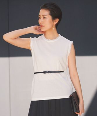 ＜自由区 (Women)＞【カタログ掲載・洗える】フリンジディテールノースリーブ　カットソー（ＫＫＷＭＣＡ０１３６）