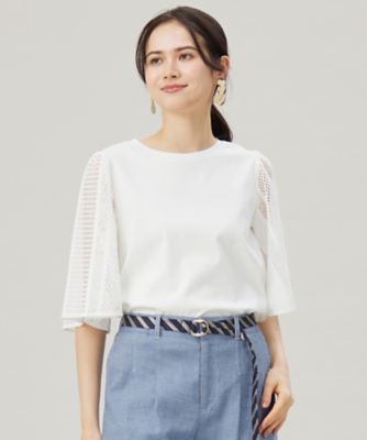 洗える】レースエッジフレアスリーブ トップス（KKWMGM0534
