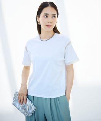 ナチュラルコットンハイゲージシアーアクセント Tシャツ