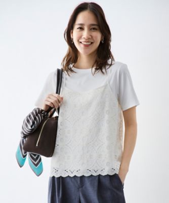 ＜自由区 (Women)＞【２点ＳＥＴ】レースコンビ　Ｔシャツ（ＫＫＷＭＬＭ０３３２）