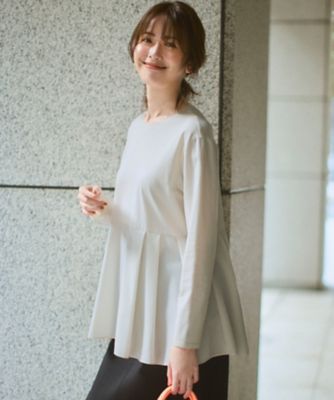 23区 (Women)/ニジュウサンク ナチュラルコットンベアコンビ ペプラム カットソー(KKWOCA0337) 002_アイボリー トップス【三越伊勢丹/公式】