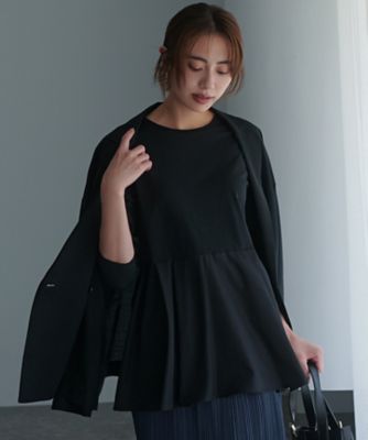 23区 (Women)/ニジュウサンク ナチュラルコットンベアコンビ ペプラム カットソー(KKWOCA0337) 005_クロ トップス【三越伊勢丹/公式】