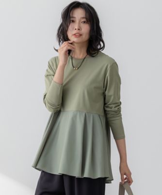 23区 (Women)/ニジュウサンク ナチュラルコットンベアコンビ ペプラム カットソー(KKWOCA0337) 054_カーキ トップス【三越伊勢丹/公式】