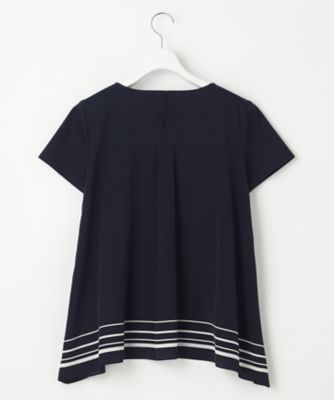 洗える】スカーフプリントコンビ バックデザイン カットソー