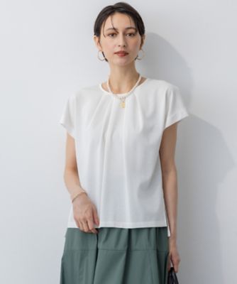 23区 (Women)/ニジュウサンク 【接触冷感/洗える】ツイストコットンプレーティング タックデザイン カットソー(KKWOGA0130)