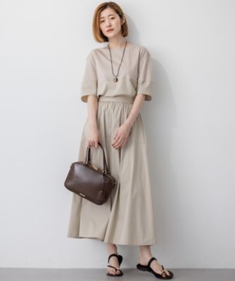 洗える】シルエットスムースコンビ バックフレア カットソー