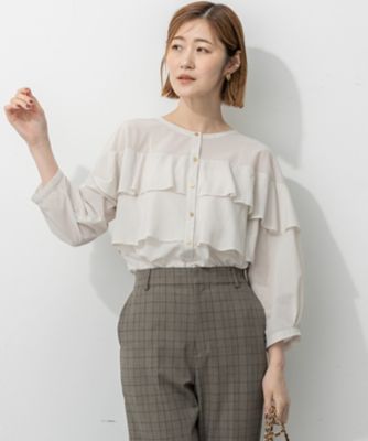 【23区2025AW】クリアトリコットジャージー フリル カットソー Oggi9月号掲載／洗える】クリアトリコットジャージー