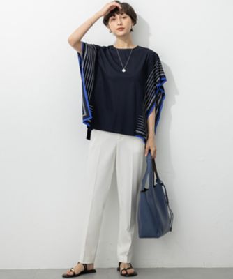 大きいサイズ！汗じみ防止加工スカーフプリントコンビ フレンチスリーブ カットソー 汗じみ防止加工】スカーフプリントコンビ フレンチスリーブ