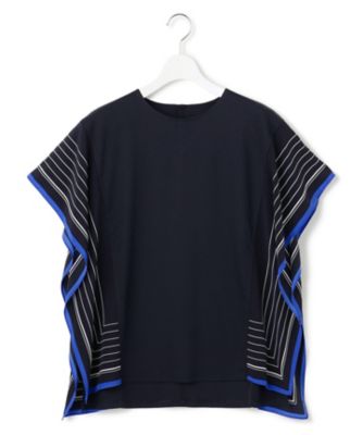 汗じみ防止加工】スカーフプリントコンビ フレンチスリーブ