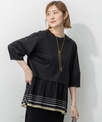 ＊美品＊アプントビー♡ウール　チュニック 汗じみ防止加工】スカーフプリントコンビ ヘムデザイン