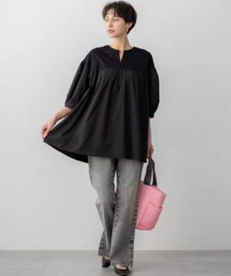 FRAMeWORK ロゴスエットチュニック 新品未使用タグ付き ブラック 【LOGOS Park(ロゴスパーク)】長袖ドロップショルダー