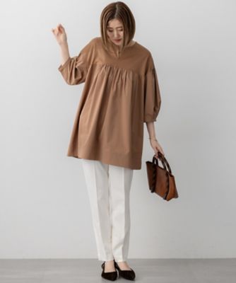洗える】シルキータフタコンビ チュニック カットソー