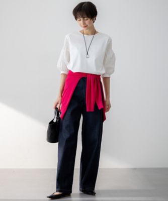 今期【汗じみ防止/洗える】ギャザーディテール カットソー 汗じみ防止／洗える】ギャザーディテール カットソー