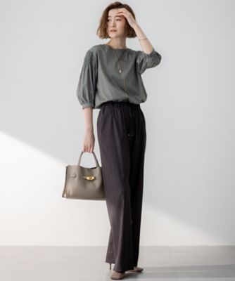 今期【汗じみ防止/洗える】ギャザーディテール カットソー 汗じみ防止／洗える】ギャザーディテール カットソー